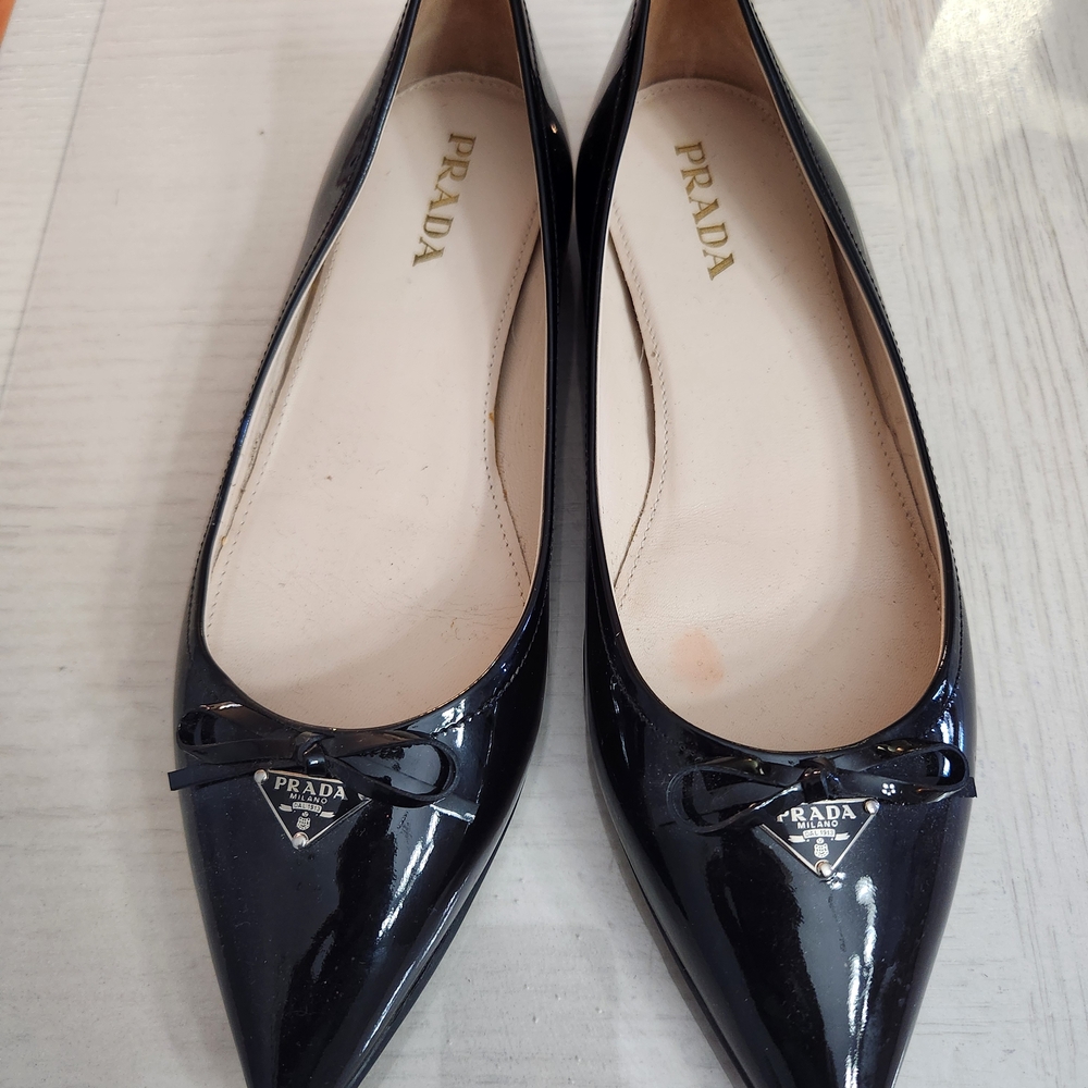 Prada Black Patent Leather Flats Authentic